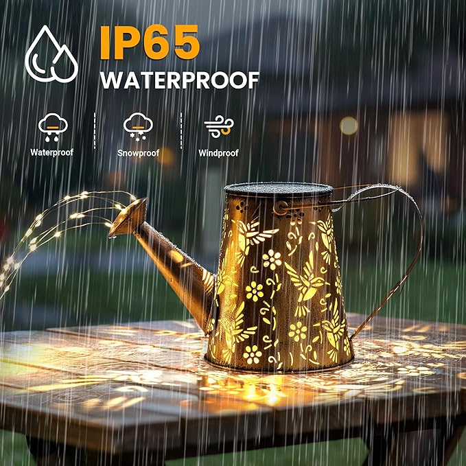 Solar Lights Outdoor Decor, Perfect Gardening Gift for Mom Women Grandma, Thoughtful Birthday Present, Hanging Lanterns Watering Can Lights for Garden, Yard, Porch, Patio Backyard Decoration