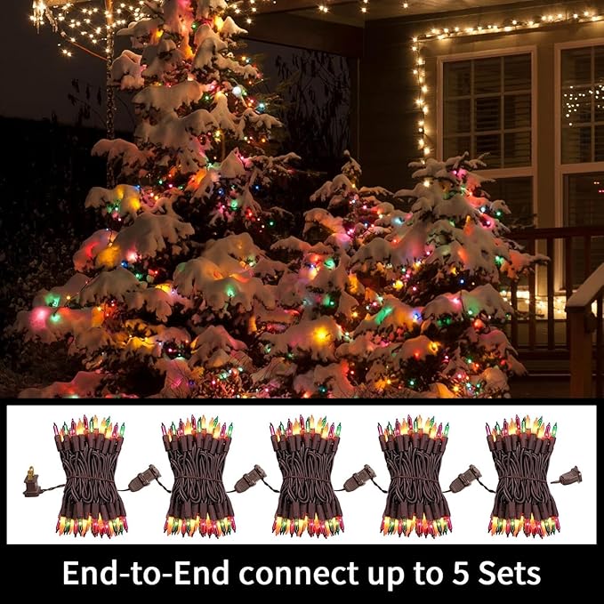 LAMPHOME Halloween String Lights - 20ft 100 Incandescent Orange Purple Green Mini Bulbs Lights, Halloween Lighting Decor for Outdoor&Indoor Use, Fairy Garden, Yard, Home, Party, Holiday Decoration