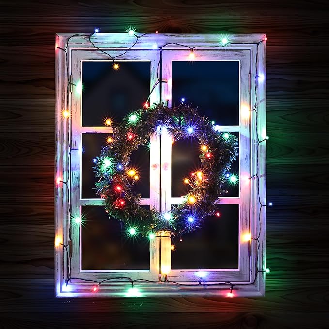 Battery Operated Christmas Lights - 4 Pack Total 66ft 200 LED Battery String Lights 8 Modes Waterproof with Timer for Home, Garden, Party, Holiday, Christmas Tree Decoration (Green Wire, Multicolor)