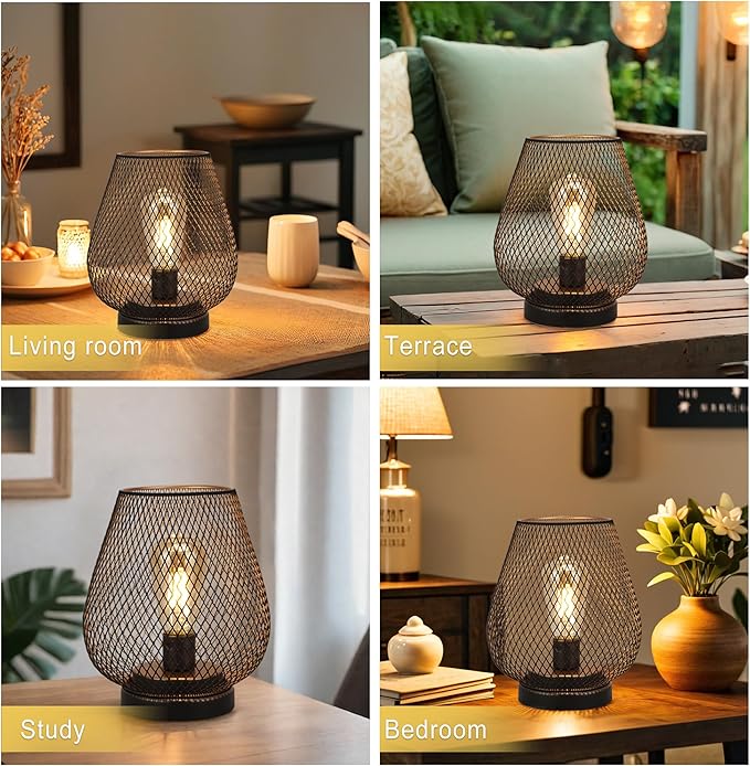 JHY DESIGN Set of 2 Metal Cage LED Lantern Battery Powered Cordless Accent Light with LED and 6-Hours Timer Great for Weddings Parties Patio Events for Indoors Outdoors