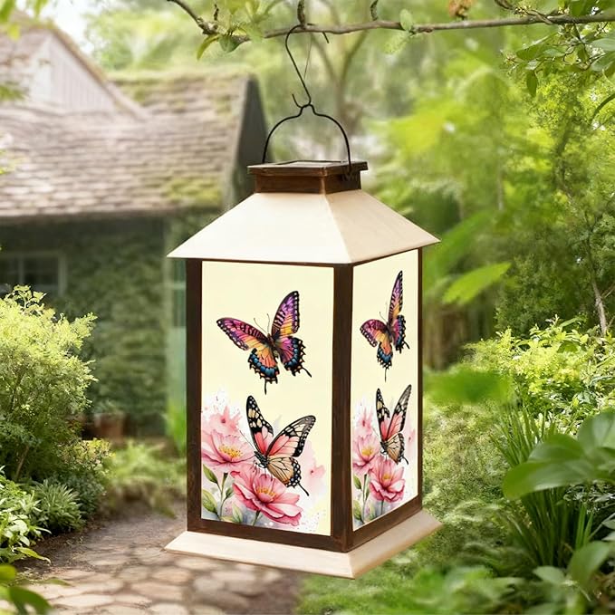 Butterfly Solar Lamp - Waterproof Hanging Solar Light for Outdoor Courtyard is a Special Gift for mom, Grandma, Sisters and Women on Christmas, Mother's Day and Thanksgiving
