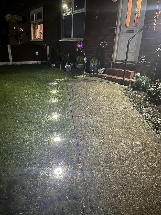 Solar Lights Outdoor,8 Pack Solar Garden Lights for Pathway,Yard,Deck,Lawn,Patio,Walkway,Driveway,Step(Brightwhite)