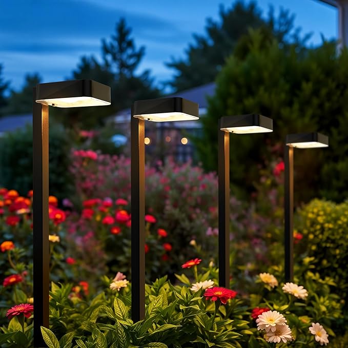 Solar Pathway Lights Outdoor,6 Pack Bright Modern Solar Lights Waterproof with 2 Modes(Cold/Warm White) for Walkway,Yard,Driveway,Garden,Patio