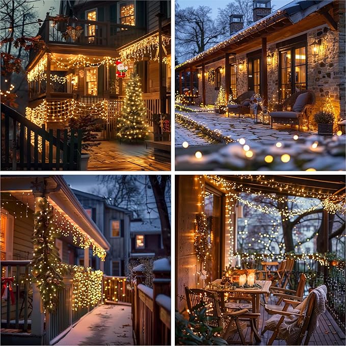 200 LED Christmas Twinkle Lights, 66ft Waterproof for Backyard