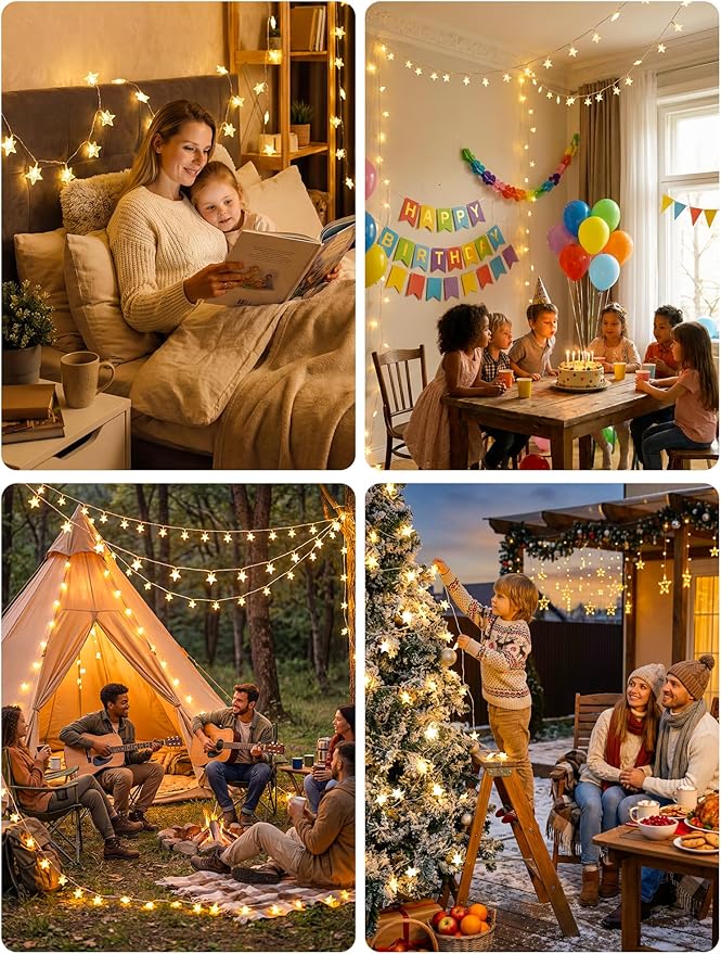 Christmas String Lights, 4ft 50 LED Waterproof Twinkle Lights