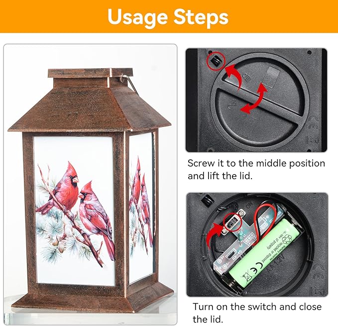 JOBOSI Solar Lantern Cardinals, Portable Decorative Gift, Solar Light, Gifts for Mom, Women, Grandma, Garden Yard Lawn Decoration, Christmas and New Year Gifts