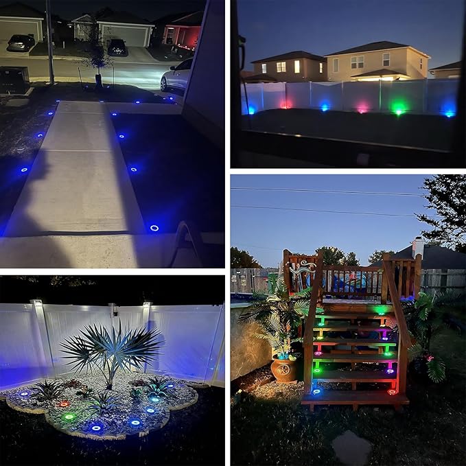 Solar Lights Outdoor,12 Pack Solar Garden Lights for Pathway,Yard,Deck,Lawn,Patio,Walkway,Driveway,Step(Blue)