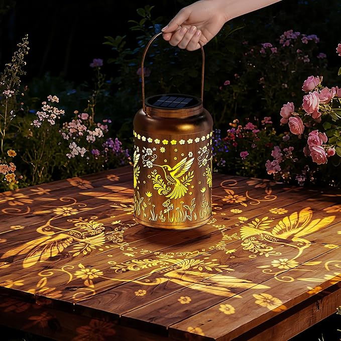 Solar Lanterns Outdoor Waterproof, Garden Decor Gifts for Women Mom Grandma, Outdoor Hanging Lantern Solar Lights, Metal Decorative Light for Yard, Patio, Backyard, Porch, 1 Pack