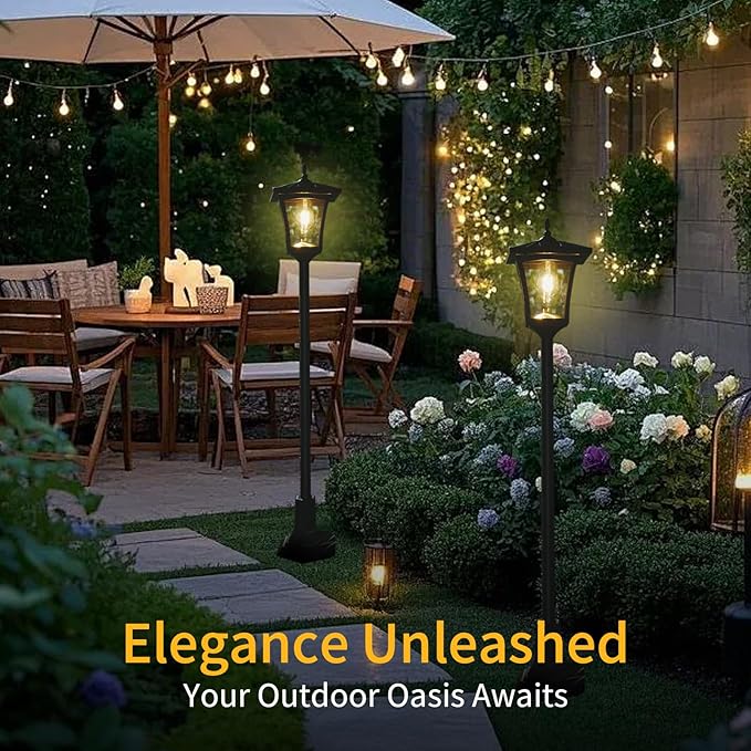 63" Solar Lamp Post Light,Outdoor Waterproof Solar Post Light,Garden Lights for Backyard, Pathway, Patio,Lawn, Driveway Decor