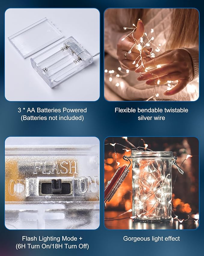 Christmas Fairy Lights, 60 LED Battery Twinkle Lights