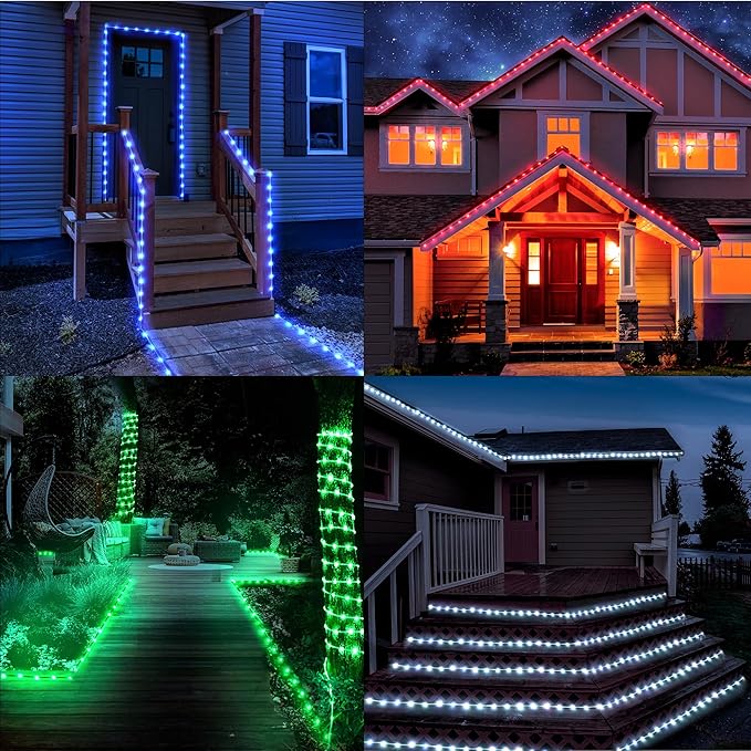 66ft 200LED Rope Light Outdoor String Lights, 24 Colors+Warm White Outdoor LED Lights Plug in, RGB Color Changing Fairy Light with Remote Rope Lighting for Camping Garden Patio Décor