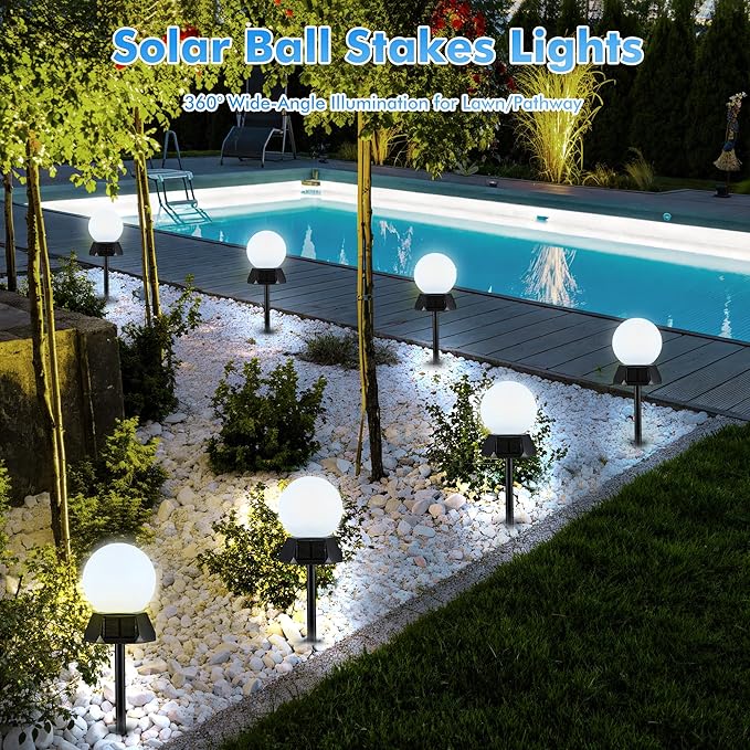 BlcTec Solar Pathway Lights Outdoor, Cool White Path Lights with 3-Sided Solar Panels, 18H Runtime, IP65 Waterproof, Auto On/Off for Patio, Garden, Lawn, Driveway, Yard, Landscape Decor, 2 Pack