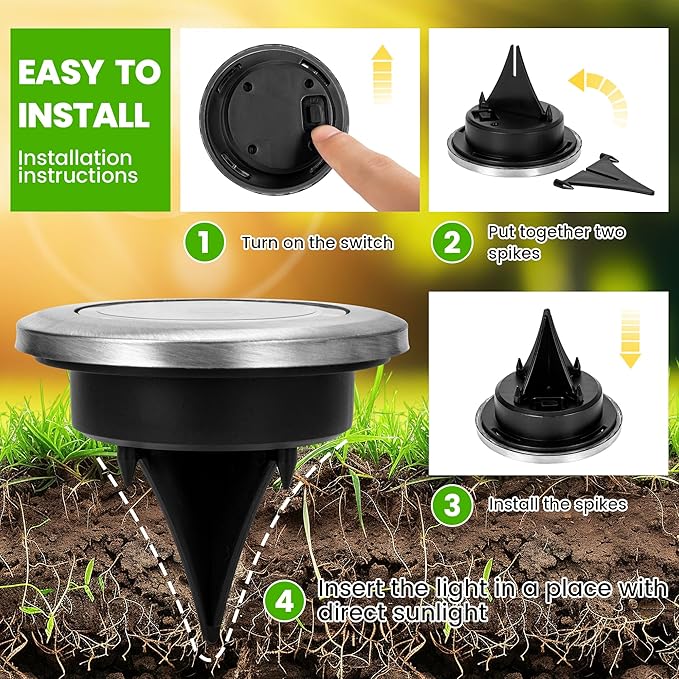 Mini Solar Ground Lights, 16 Pack Solar Powered Pathway Lights, Waterproof Outdoor Light for Garden, Driveway, Walkway, Backyard, Patio (Warm White)