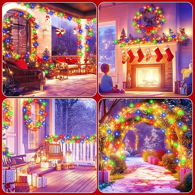 Christmas Fairy Lights 2-Pack, 33ft 100 LED Battery Twinkle Lights