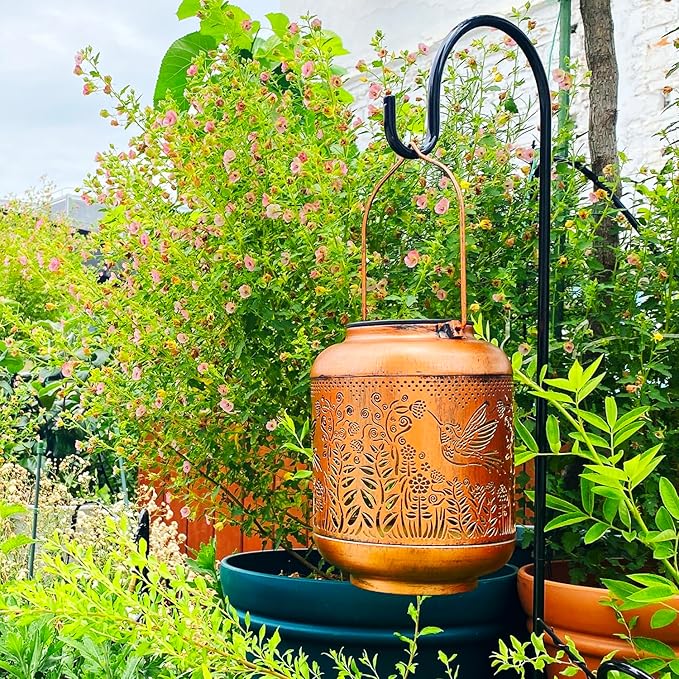 Hummingbird Solar Lanterns Outdoor Waterproof Hanging Solar Lights Hummingbird Gifts for Women Men Mom Metal Bird Decorative LED Lanterns for Yard, Patio, Lawn, Pathway, Landscape, Garden Decor