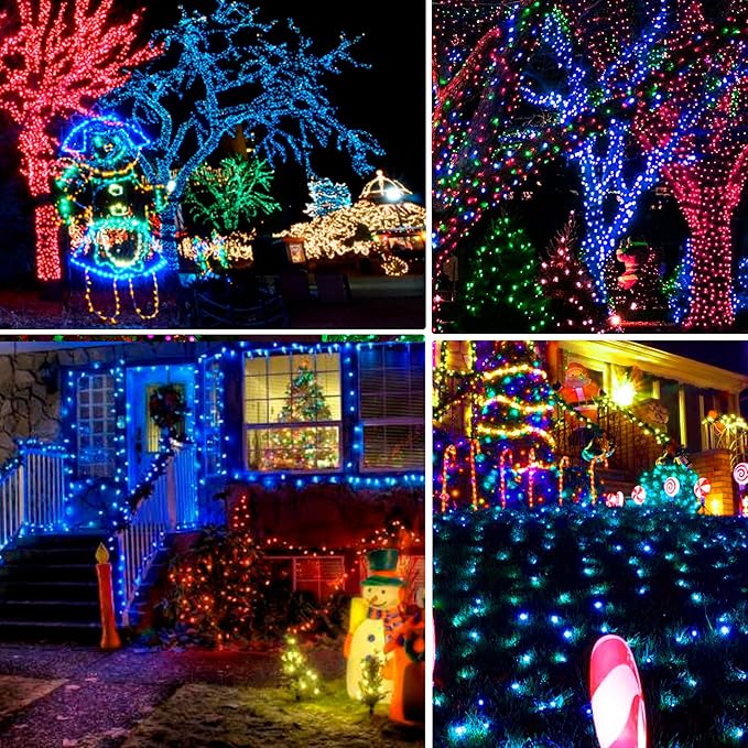 Dazzle Bright Fairy Lights Battery Operated, 4 Pack Total 80FT 240LED Silver Wire Waterproof Battery Operated String Lights, Christmas Decorations for Indoor Outdoor Bedroom Yard Decor, Blue