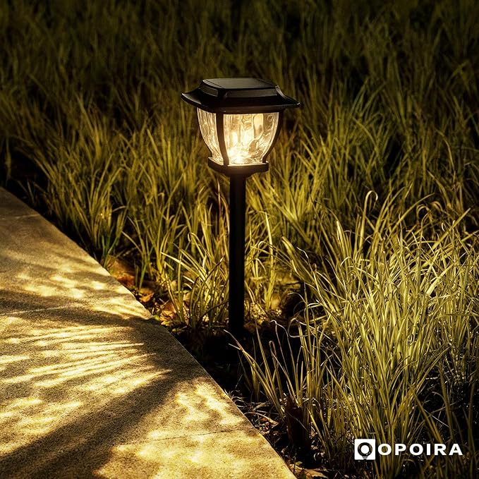 Solar Pathway Lights, Super Bright Solar Lights Outdoor Waterproof, 2 Pack Glass Solar Garden LED Lights, Landscape Lighting Decorative for Path, Yard, Patio, Walkway, Driveway, Slate Black