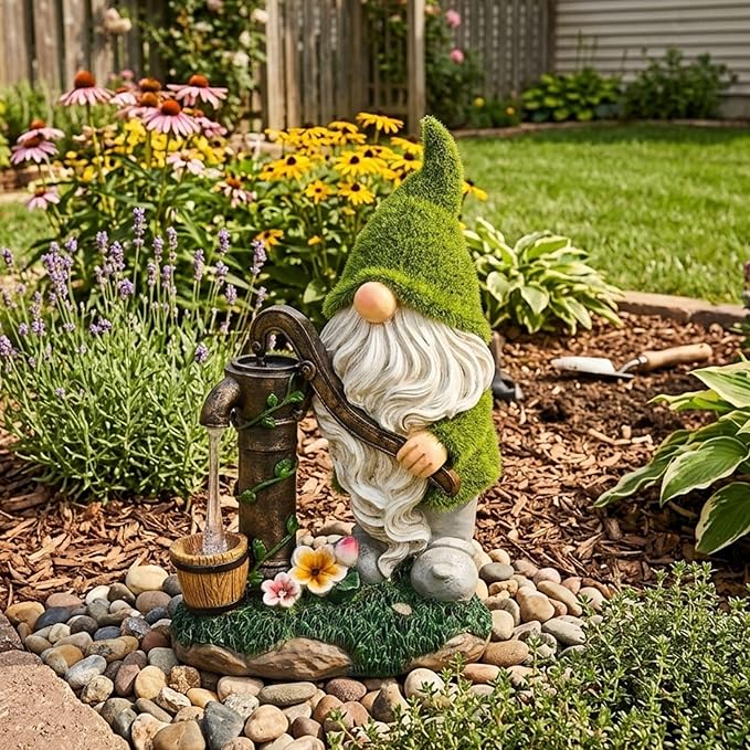 TERESA'S COLLECTIONS Garden Outdoor Decor, Garden Gnomes Decor with Solar Lights, St Patricks Decorations for Outdoor Decor, Waterproof Resin Decorations for Porch Patio, Gift for Dad and Mom, 9"