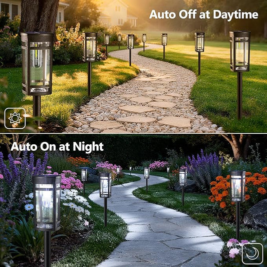 6 Pack Outdoor Solar Pathway Lights - Solar Landscape Lights Outdoor Walkway Solar Garden Lights for Lawn, Path, Yard Decor (Cool White)