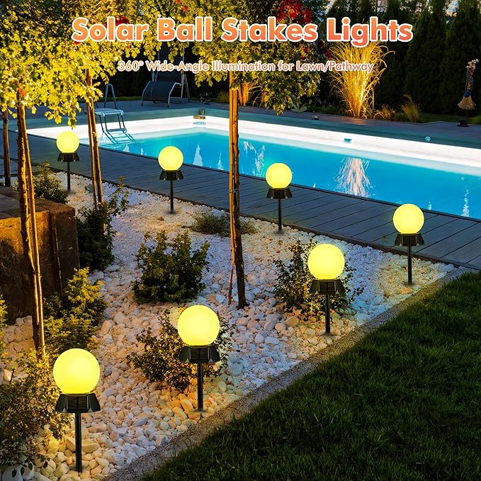 BlcTec Solar Pathway Lights Outdoor, Warm White Path Lights with 3-Sided Solar Panels, 18H Runtime, IP65 Waterproof, Auto On/Off for Patio, Garden, Lawn, Driveway, Yard, Landscape Decor, 6 Pack