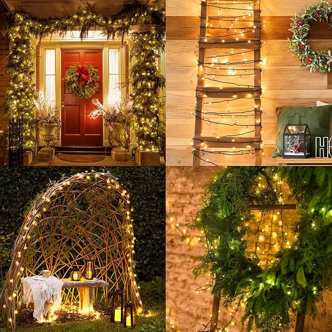 4 Pack String Lights Battery Operated, Each 23ft 70 LED Christmas Lights with Timer 8 Modes Fairy String Lights for Indoor Outdoor Wedding Garland Xmas Tree Decoration (Warm White)