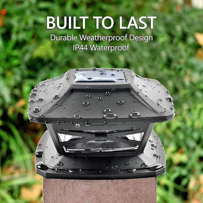 Davinci Lighting Flexfit Solar Outdoor Post Cap Lights - Includes Bases for 4x4 5x5 6x6 Wooden Posts - Bright LED Light - Slate Black (1 Pack)