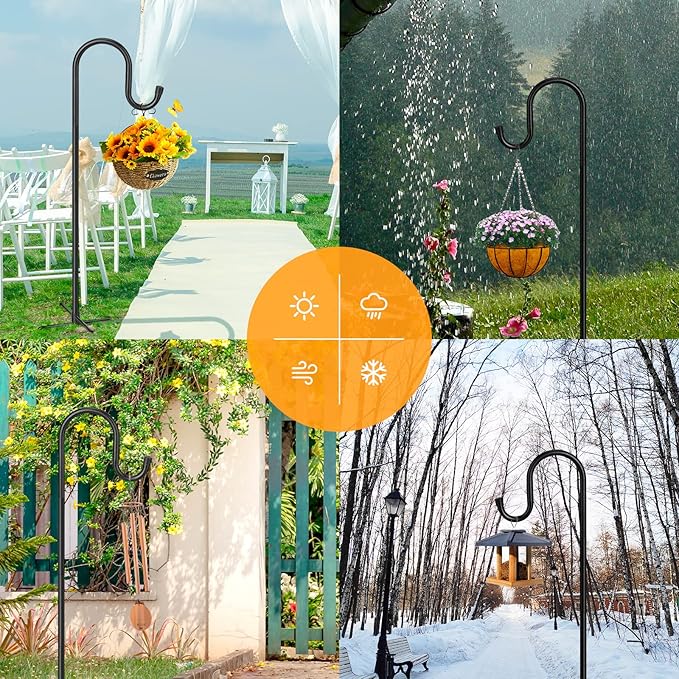 2-Pack 48" Garden Shepherd Hooks, Iron Plant Hangers