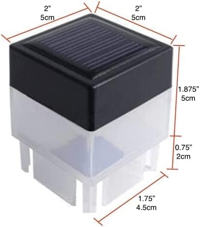 Solar LED 2In x 2In(5cm x 5cm) Fence Post Cap for Wrought Iron and Aluminum or Garden, Solar Fence Lights White Light - 8 Pack Black, White 432