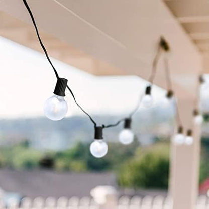 LED Outdoor String Lights 25Ft G40 Frosted White Globe Patio Lights Waterproof with 27 Shatterproof LED Bulbs, Hanging Outdoor Christmas Decorations Lights for Backyard Bistro Wedding Party Garden
