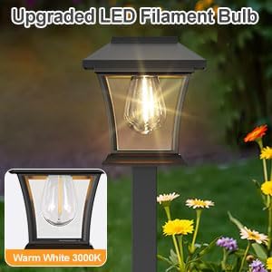 Sparkblaze 2 Pack Solar Pathway Lights Outdoor, LED Solar Yard Lights Dusk to Dawn Solar Garden Lights for Lawn, Walkway, Path & Landscape Lighting. (2, Warm White)
