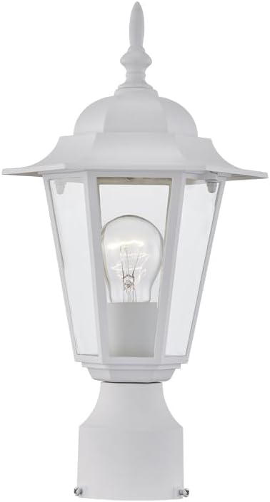 WISBEAM White Outdoor Post Light, Pole Lantern, E26 Base 60W Max, Aluminum Housing Plus Glass, Wet Location Rated, ETL Qualified, Bulbs not Included, White
