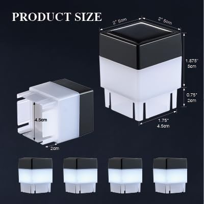 Solar LED Fence Post Cap Light 2x2 Inch (5x5cm) - for Wrought Iron, Aluminum & Garden Fences, Waterproof Outdoor Solar Lights(White Light) (4)