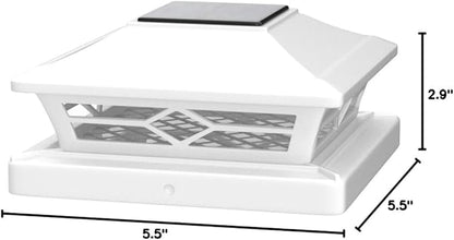 VOLISUN Solar Post Cap Lights: 4 - Pack Outdoor Deck Post Cap Lights White for Dock Fence Waterproof 2 Color Modes,4x4/6x6 Wooden/Vinyl Posts