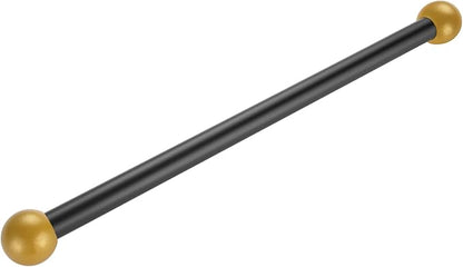 Canomo 15.75" Improved Lamp Post Cross Arm Ladder Rest with 1-3/8 Inches Threaded Metal Ball for Outdoor Lamp Posts and Poles, Black Bar with Brass Caps