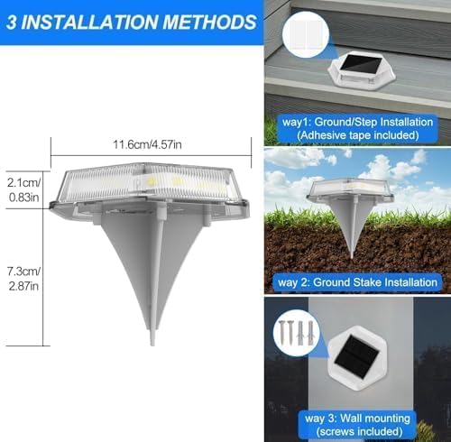 Solar Deck Dock Step Lights- 8 Packs Waterproof 1200mAh Auto ON/Off LED Solor Powered Stair Lights for Outdoor Garden, Patio, Pathway, Walkway, Driveway (Red & Green & Blue)
