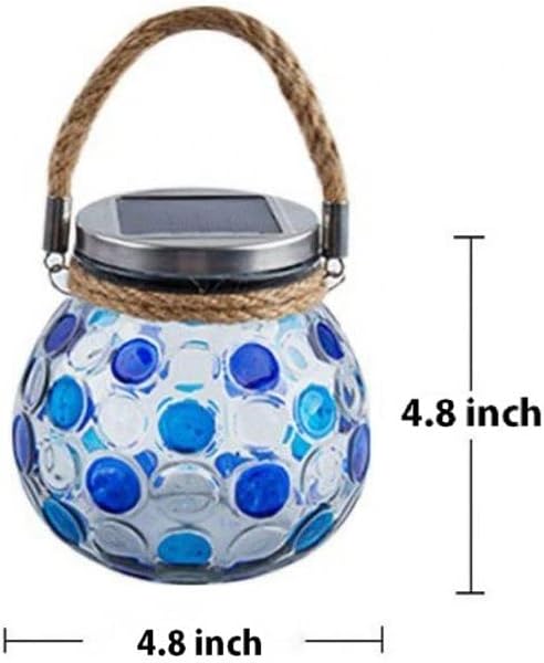 EpicGadget Outdoor Solar Globe Mason Jar Hanging Light - Solar Light LED Mason Jar Waterproof Solar Table Lamp Glass Garden Globe Light for Walkway Pathway Backyard Decoration Parties (Blue/Blue)