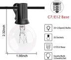 25ft Black Outdoor Edison String Lights, Weatherproof