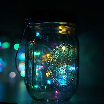 30LED Solar Mason Jar Lights, 8 Pack Jar Lid String Lights (No Jars), Waterproof Fairy Firefly Light for Garden, Patio, Outdoor, Yard, Lawn Decor(Multicolor)