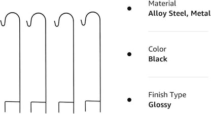 4-Pack 35" Shepherd's Hooks, Heavy-Duty Garden Stakes