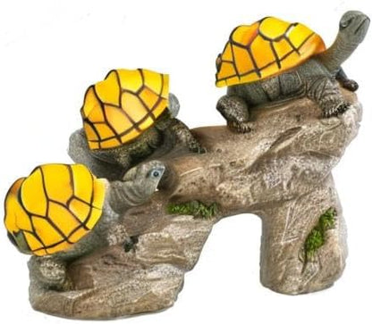 Solar Powered Turtles on Log Outdoor Accent Lighting LED Garden Light Decor