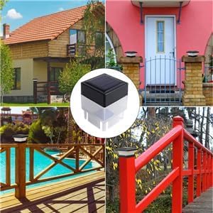 Solar LED 2In x 2In(5cm x 5cm) Fence Post Cap for Wrought Iron and Aluminum or Garden, Solar Fence Lights White Light - 8 Pack Black, White 432