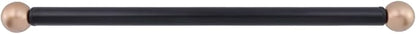 Geesatis 2Pcs Lamp Post Cross Arm Ladder Rest,Cross Arm Replacement for Outdoor Lamp Posts Pole Light,Small Bronze Ball Cross arm Handle Replacement,Black Bar with Bronze Caps