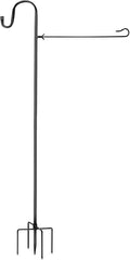Large flag pole holder for outside house,Akeydeco house Flag Pole 1 Pack 60 Inch for 28 x 40 Flags with Shepherds Hooks for Outdoor Bird Feeder Pole with 5 Prongs Base(Without Solar Lights Flag)