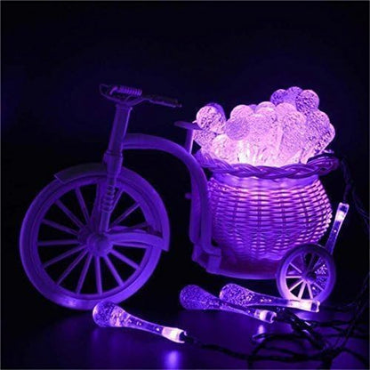 Solar String Light Outdoor Waterproof Solar Drop Lights,Water Drop Fairy Lights 13ft 20LEDs Solar Light with 8 Modes Solar Party Lights for Garden,Christmas Decorations (20ft 30LED Purple)