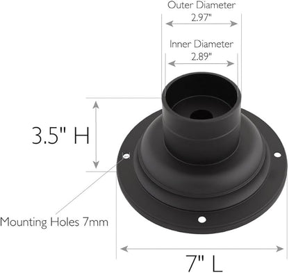 Design House 588897-BLK Standard 3-Inch Fitter Outdoor Pier Base Round Accessory Mount for Deck Porch Patio, Matte Black, 1 Count (Pack of 1)