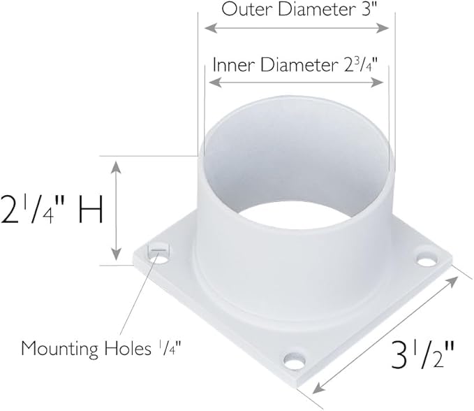 Design House 590059 Standard 3-Inch Fitter Outdoor Pier Base Round Accessory Mount for Deck Porch Patio, White