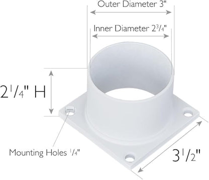 Design House 590059 Standard 3-Inch Fitter Outdoor Pier Base Round Accessory Mount for Deck Porch Patio, White