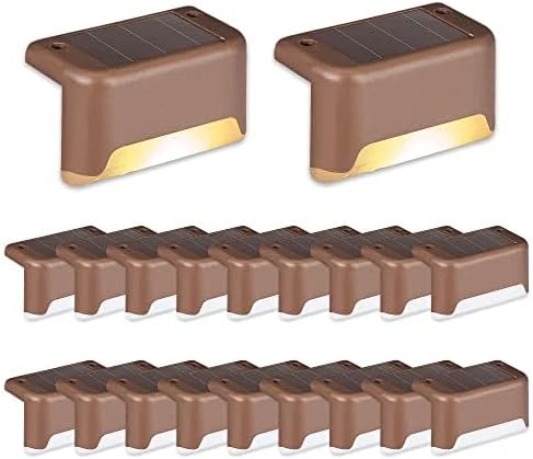 20-Pack Solar Wall Step Lights, Warm White Waterproof