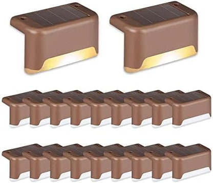 SOLPEX 20 Pack Solar Deck Lights Outdoor, Waterproof Led Lights for Outdoor Stairs, Step, Fence, Yard, Patio, and Pathway(Warm White)