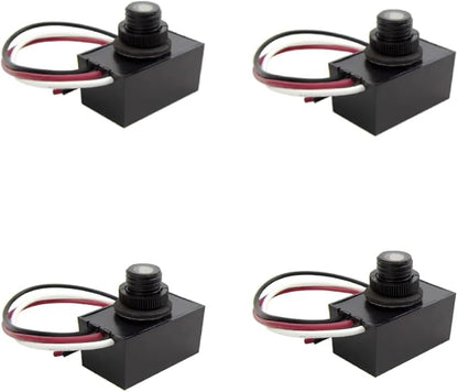 Solus SPC-688 Dusk-to-Dawn Button Sensor for Outdoor Fixtures and Lamp Posts – Auto Photocell Control, 120V, UL Listed, Black (Pack of 4)